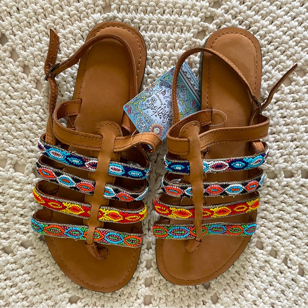 Women’s Brown Beaded Strappy Sandals